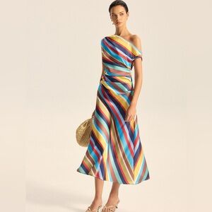 Multicolor Striped Off-Shoulder Dress- new
